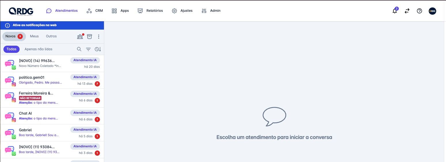 Interface do CRM RDG